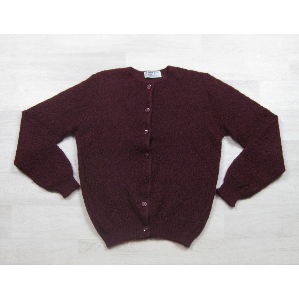 Vintage 50s Dotty Mann Mohair Blend Cardigan Sweater Womens (M) V Neck Grunge